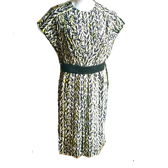 Balenciaga Modern Print Dark Gray Yellow and White Dress Size 8 EU 40 - Picture 1 of 12
